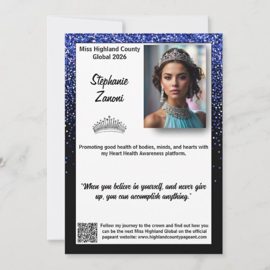 Blue Royale Pageant Autograph Card | QR Code Kaart (Achterkant)