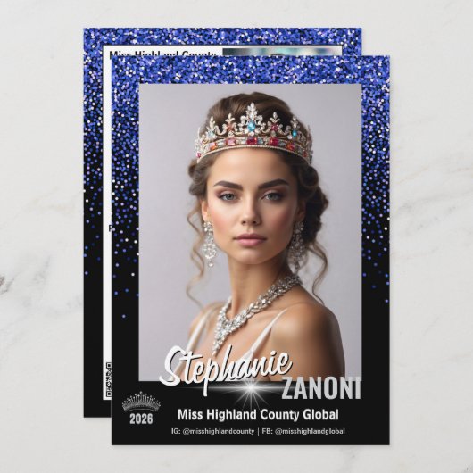 Blue Royale Pageant Autograph Card | QR Code Kaart (Voorkant / Achterkant)