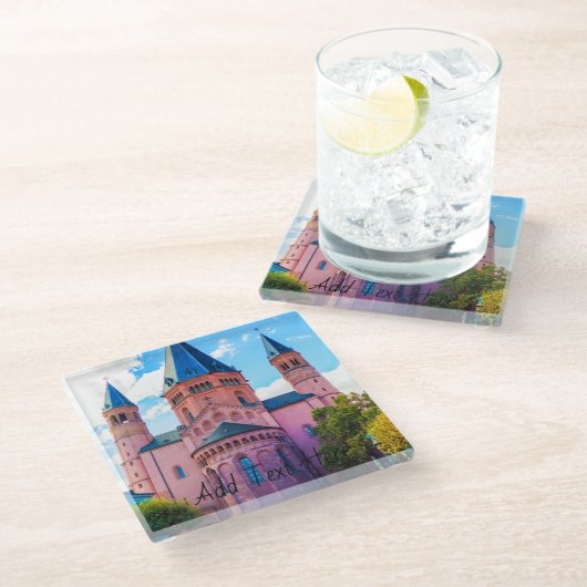 Blue Royalty Castle met Cloudy Skies Glazen Onderzetter (Schuin)