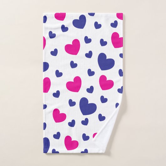 Blue Roze Cute Hearts Valentijnsdag Pattern Bad Handdoek (Handdoek)