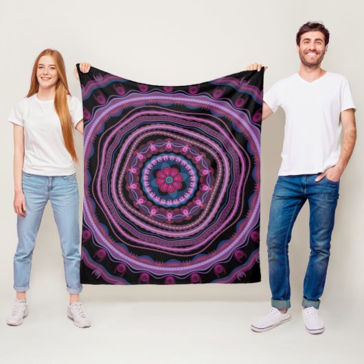 Blue Roze Lila Mandala Fleece Deken (In situ)