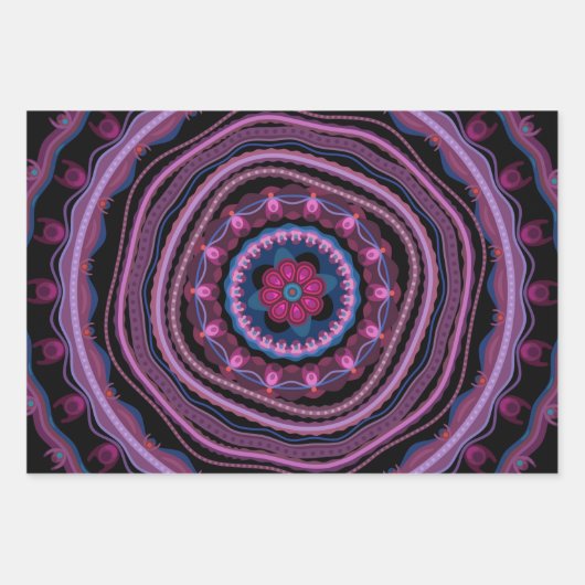 Blue Roze Lila Mandala Inpakpapier Vel (Voorkant 3)