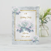 Blue roze Silver Roos Gold Birthday Party Invite Kaart (Staand voorkant)