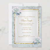 Blue roze Silver Roos Gold Birthday Party Invite Kaart (Achterkant)