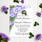 Blue Rozen and Ferns Wedding Kaart