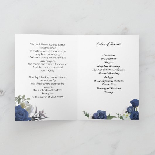 Blue Rozen begrafenisprogramma Programma (Binnen)