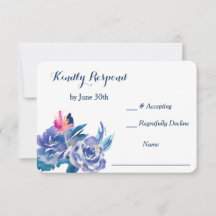 Blue Rozen Bouquet Wedding RSVP