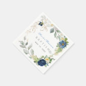 Blue Rozen Boy Baptism Napkins Servet (Hoek)