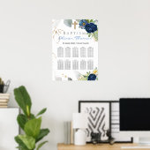 Blue Rozen Boy Baptism Seating Chart Poster (Thuiskantoor)