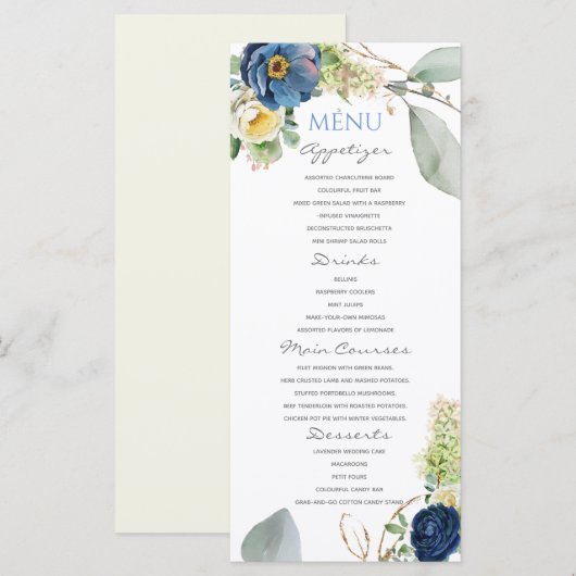 Blue Rozen BoyBaptism Menu (Voorkant / Achterkant)