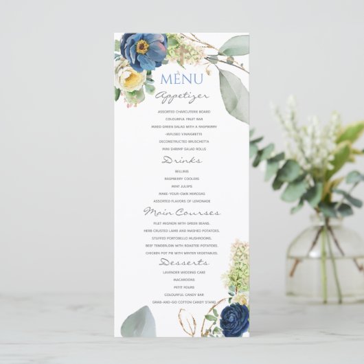 Blue Rozen BoyBaptism Menu (Staand voorkant)