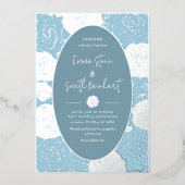 Blue Rozen bruiloft Folie uitnodiging (Voorkant)