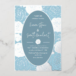 Blue Rozen bruiloft Folie uitnodiging