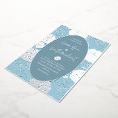 Blue Rozen bruiloft Folie uitnodiging (Gedraaid)