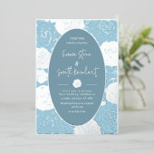 Blue Rozen bruiloft Folie uitnodiging (Staand Voorkant)