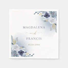 blue rozen bruiloft servet