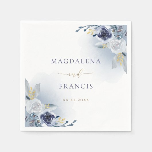 blue rozen bruiloft servet (Voorkant)