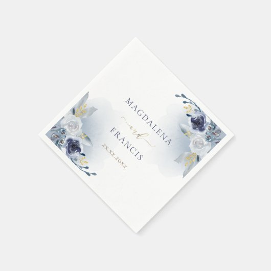 blue rozen bruiloft servet (Hoek)