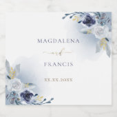 blue rozen bruiloft sparkling wijnetiket (Enkel label)