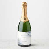 blue rozen bruiloft sparkling wijnetiket (Voorkant)
