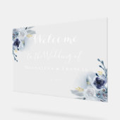 Blue rozen bruiloft welkom acryl bord (Hoek)