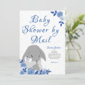 Blue Rozen Bunny Rabbit Boy Baby shower Kaart (Staand voorkant)