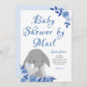 Blue Rozen Bunny Rabbit Boy Baby shower Kaart (Voorkant / Achterkant)