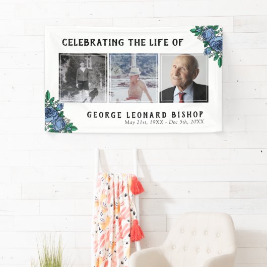 Blue Rozen Celebration of Life 3 Photos Funeral Spandoek (Insitu)