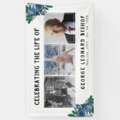 Blue Rozen Celebration of Life 3 Photos Funeral Spandoek (Verticaal)