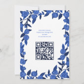 Blue Rozen Custom Bat Bar Mitzvah QR Code Meisje Kaart (Achterkant)