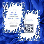 Blue Rozen Custom Bat Bar Mitzvah QR Code Meisje Kaart<br><div class="desc">Perfecte kaart om een vleermuis mitswa, bar mitswa of andere joodse viering aan te kondigen! Hand gemaakte kunst voor u! VOLLEDIG ! Klik op "Personaliseren" hierboven om de tekst te bewerken en uw link toe te voegen aan de QR-code. Klik op "bewerken met behulp van design tool" om de lettertypen,...</div>