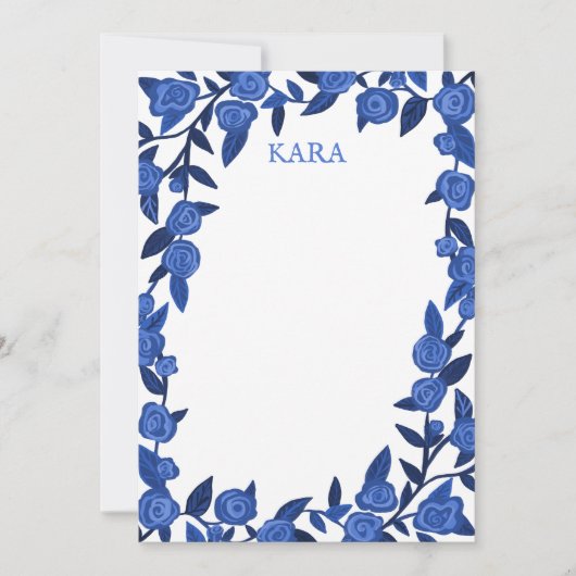 Blue Rozen Custom Bedankt Gepersonaliseerde Statio Notitiekaartje (Voorkant)