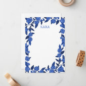 Blue Rozen Custom Bedankt Gepersonaliseerde Statio Notitiekaartje (Voorkant / Achterkant in situ)