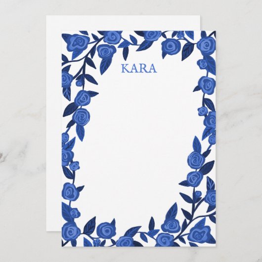 Blue Rozen Custom Bedankt Gepersonaliseerde Statio Notitiekaartje (Voorkant / Achterkant)