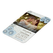 Blue Rozen Damask foto Save the Date Magnet Magneet (Linkerzijde)