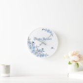 Blue Rozen Dragonfly Boy Baby shower Gift Ronde Klok (Huis)