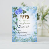 Blue Rozen elegant Spring Wedding RSVP-kaart RSVP Kaartje (Staand voorkant)