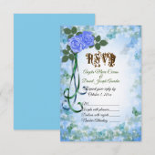 Blue Rozen elegant Spring Wedding RSVP-kaart RSVP Kaartje (Voorkant / Achterkant)