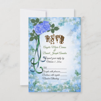 Blue Rozen elegant Spring Wedding RSVP-kaart RSVP Kaartje