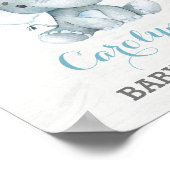 Blue Rozen Elephant Boy Baby shower Welkom Poster (Hoek)
