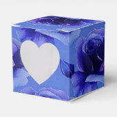 Blue Rozen Floral Pattern Heart Favor Box Bedankdoosjes (Voorkant Zijde)