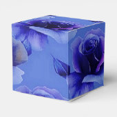 Blue Rozen Floral Pattern Heart Favor Box Bedankdoosjes (Achterkant)