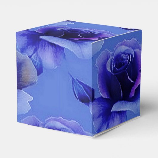 Blue Rozen Floral Pattern Heart Favor Box Bedankdoosjes (Achterkant)