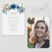 Blue Rozen Foto Sympathie Funeral Memorial Kaart Visitekaartje (Voorkant / Achterkant)