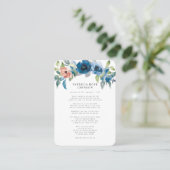 Blue Rozen Foto Sympathie Funeral Memorial Kaart Visitekaartje (Staand voorkant)