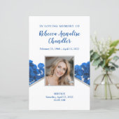 Blue Rozen Funeral Memorial Card | 5,5 x 8,5 inch (Staand voorkant)