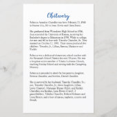 Blue Rozen Funeral Memorial Card | 5,5 x 8,5 inch (Achterkant)