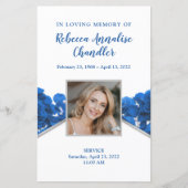 Blue Rozen Funeral Memorial Card | 5,5 x 8,5 inch (Voorkant)