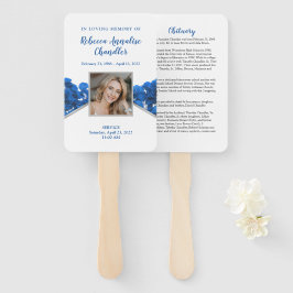 Blue Rozen Funeral Memorial Fan Handwaaier