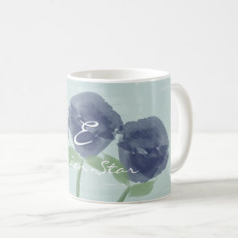 Blue Rozen Garden Star Monogrammed Mok